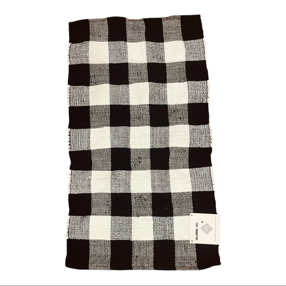 Global Goods 27x45” Buffalo Check Plaid Farmhouse Decorative Layering Rug NWT